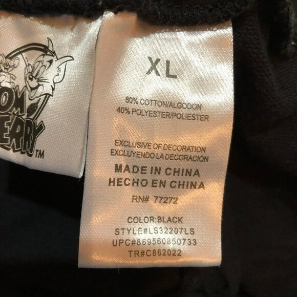 Tom and Jerry Womens Size XL Black Self Care Drawstring Dolphin Shorts - Picture 9 of 10